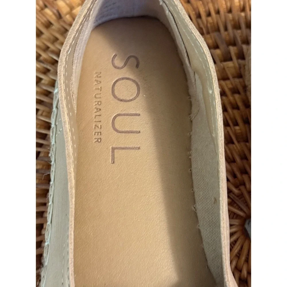 Soul Naturalizer Womens Beige Leather Espadrille‎ Slip On Flats Shoes